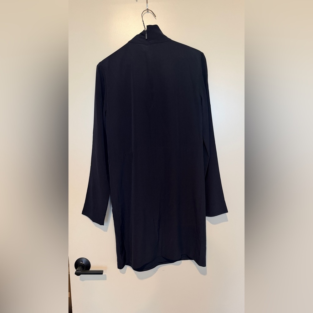 Tibi Navy Silk Tie Neck Shift Dress - Picture 4 of 4